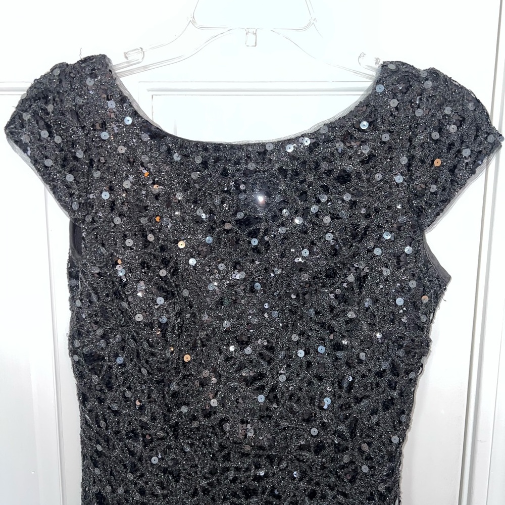 Adrianna Papell Black Sequin Evening Dress